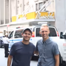 FREEZE FRAME: Benj Pasek and Justin Paul with DEAR EVAN HANSEN Broadway Marquee