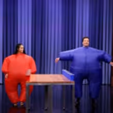 VIDEO: Zoe Kravitz Competes in 'Inflatable Flip Cup' on TONIGHT SHOW