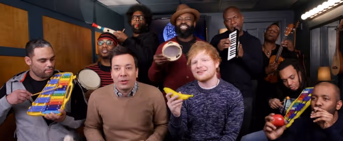 VIDEO: Jimmy Fallon, Ed Sheeran & The Roots Perform 'Shape of You' with Classroom… Video