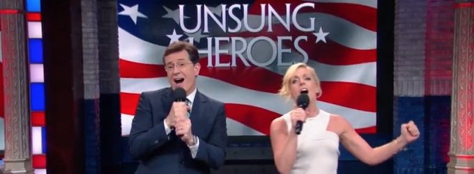 VIDEO: Stephen Colbert & Jane Krakowski Sing a Song for America's 'Unsung Heroes' Video