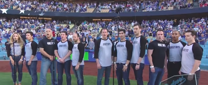 VIDEO: Cast of JERSEY BOYS Sing National Anthem at Dodgers Game Video