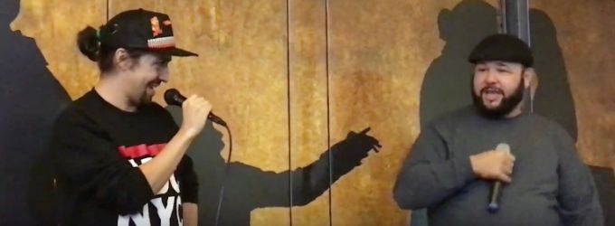 STAGE TUBE: HAMILTON's Stage Door Guy Angelo Dazzles with Lin-Manuel Miranda at… Video