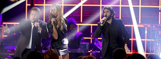 VIDEO: James Corden Challenges Josh Groban to 'First Line, Every Line' Singing… Video