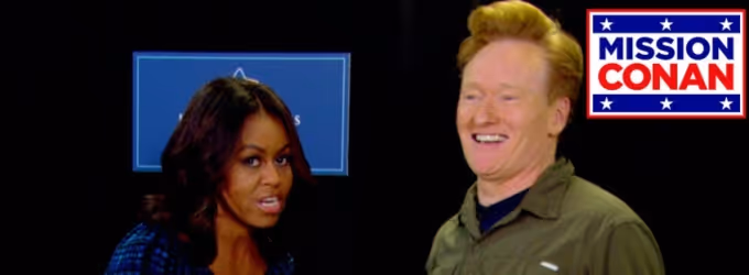 VIDEO: First Lady Michelle Obama Challenges Conan O'Brien to Push-Up Competition Video