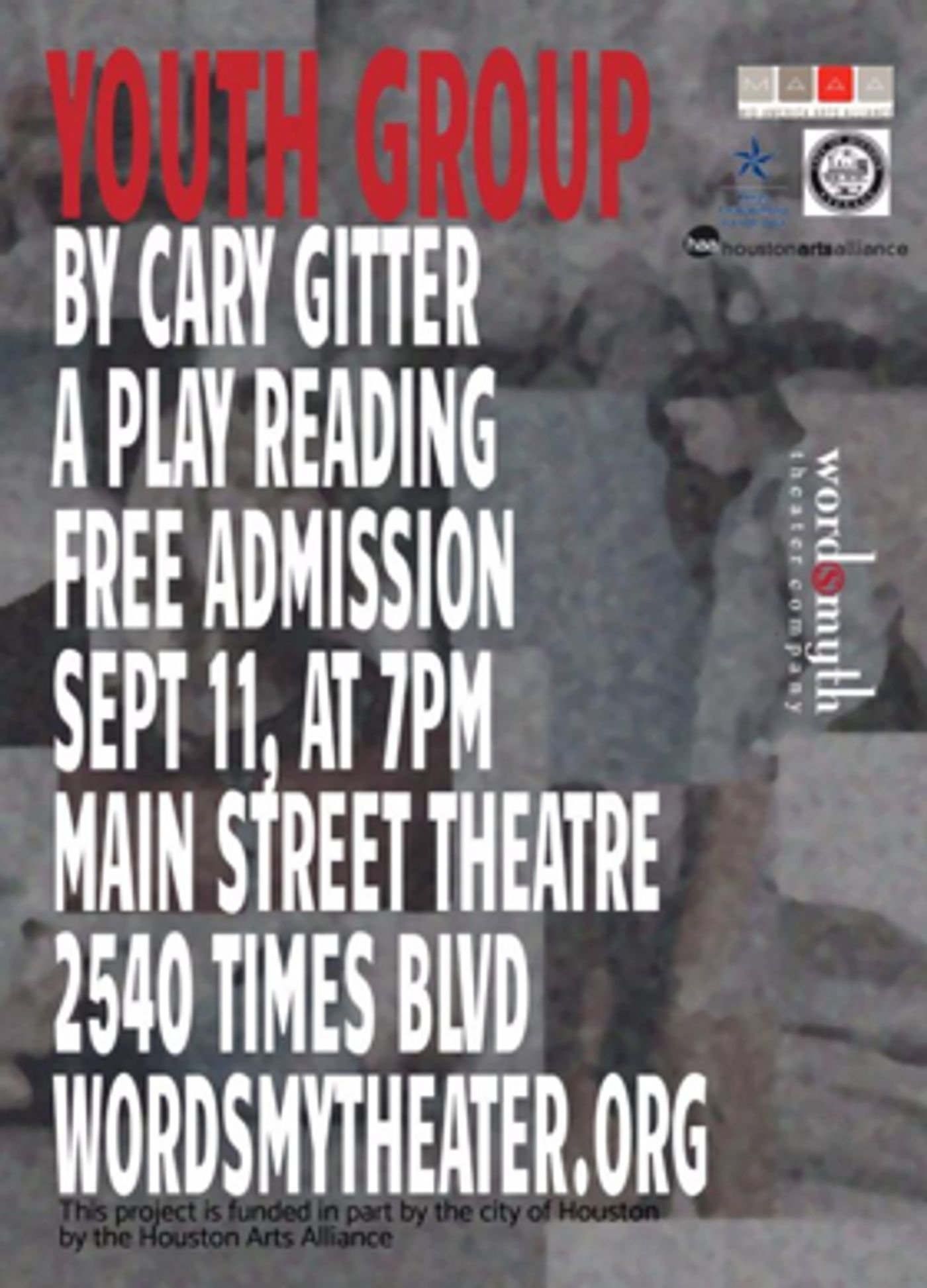 Wordsmyth Theater to Produce Reading of YOUTH GROUP by Cary Gitter Image
