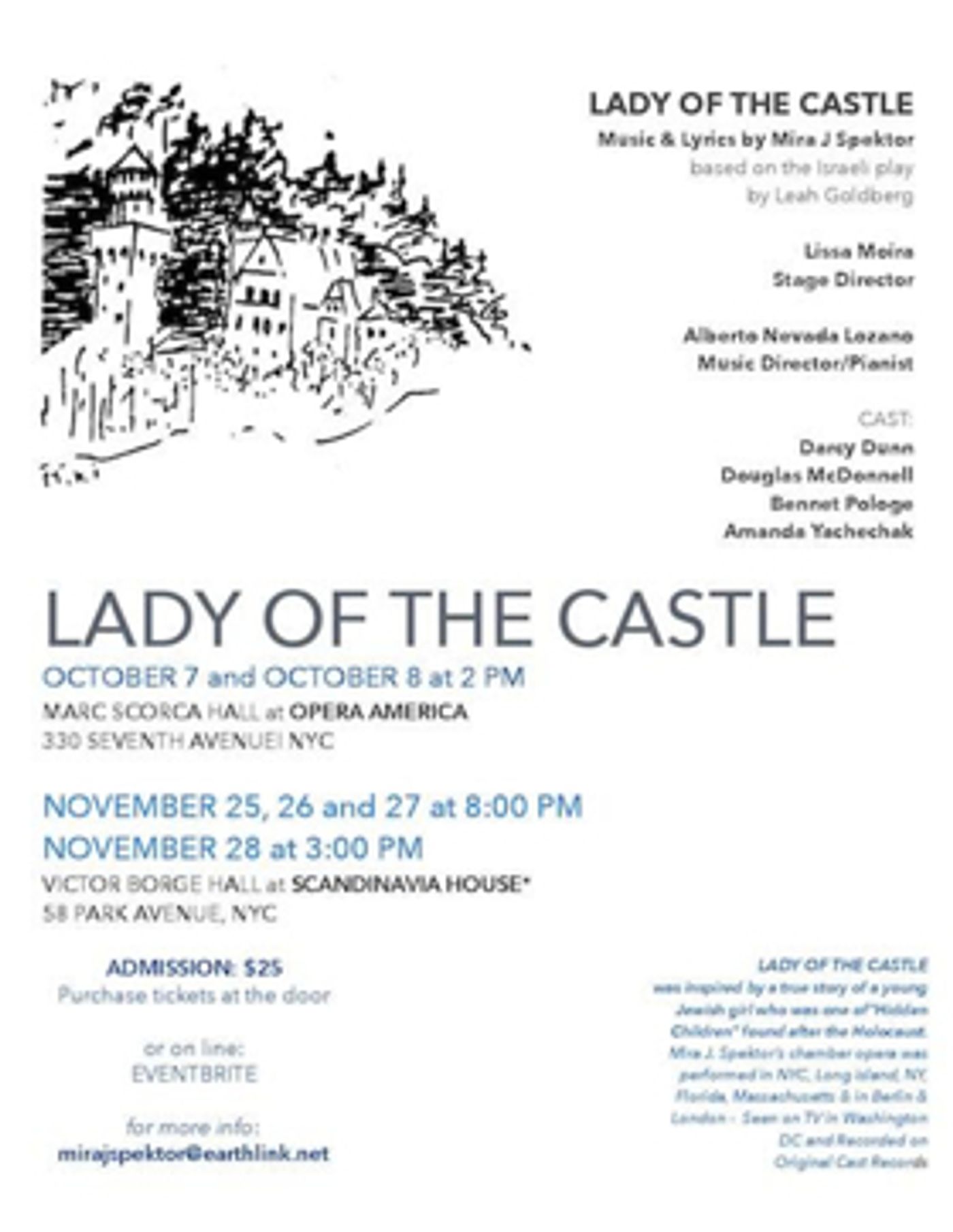 Mira J. Spektor's LADY OF THE CASTLE Coming to Opera America & Scandinavia House  Image