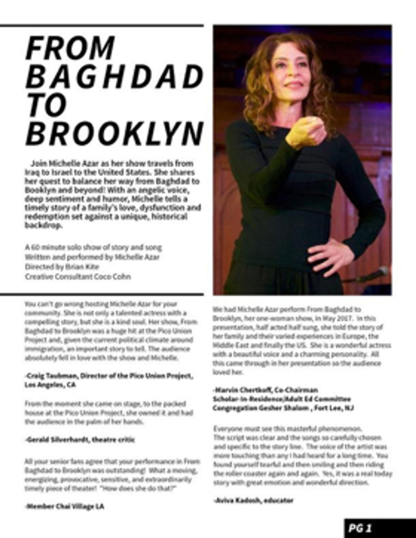 United Solo Festival Goes FROM BAGHDAD TO BROOKLYN with Michelle Azar  Image