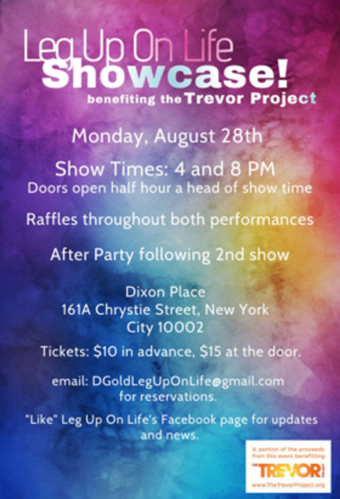 LEG UP ON LIFE: SHOWCASE! to Benefit The Trevor Project at Dixon Place  Image