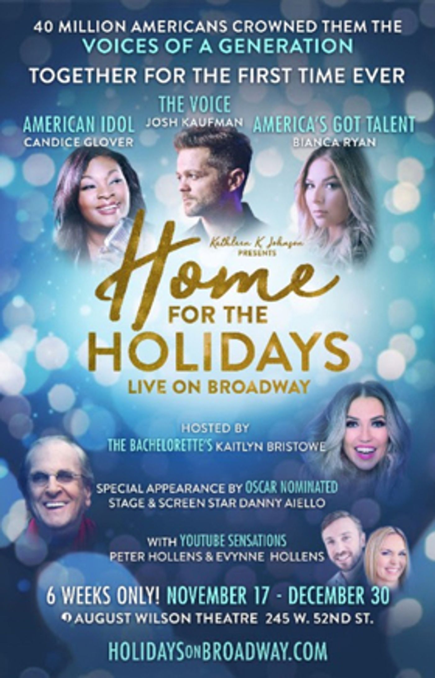 Candice Glover, Josh Kaufman and Bianca Ryan Head HOME FOR THE HOLIDAYS Tonight on Broadway Candice Glover, Josh Kaufman and Bianca Ryan Head HOME FOR THE HOLIDAYS Tonight on Broadway Image