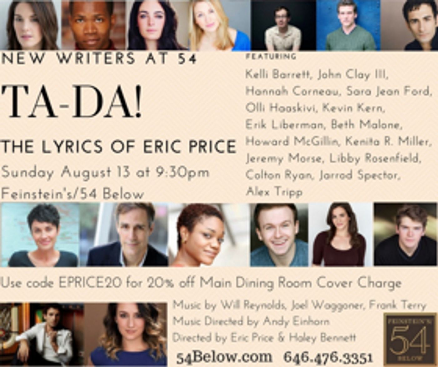 Feinstein's/54 Below Presents New Writers at 54: TA-DA! THE LYRICS OF ERIC PRICE  Image
