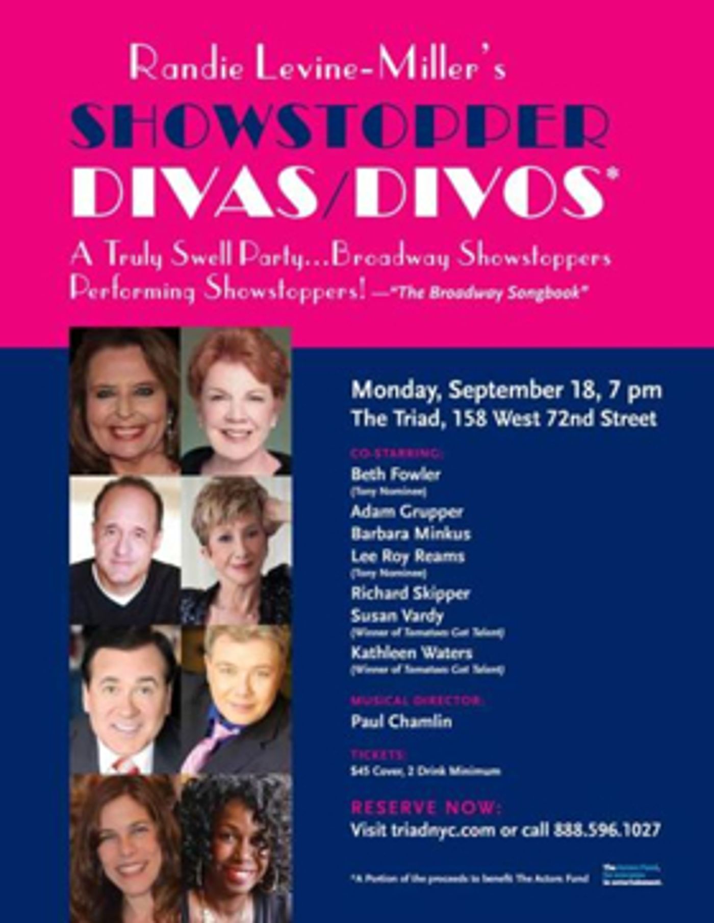 Lee Roy Reams and Beth Fowler to Headline Randie Levine-Miller's SHOWSTOPPER Concert at The Triad  Image