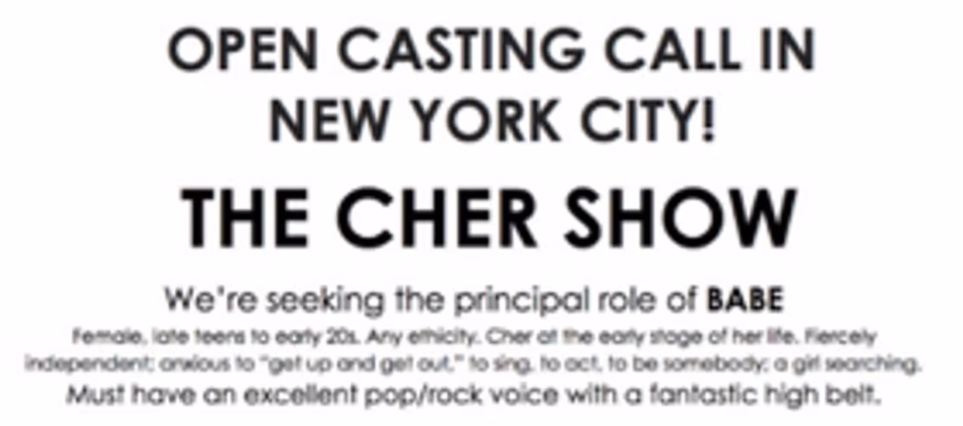 Do You Believe? Open Call Announced for THE CHER SHOW! Image