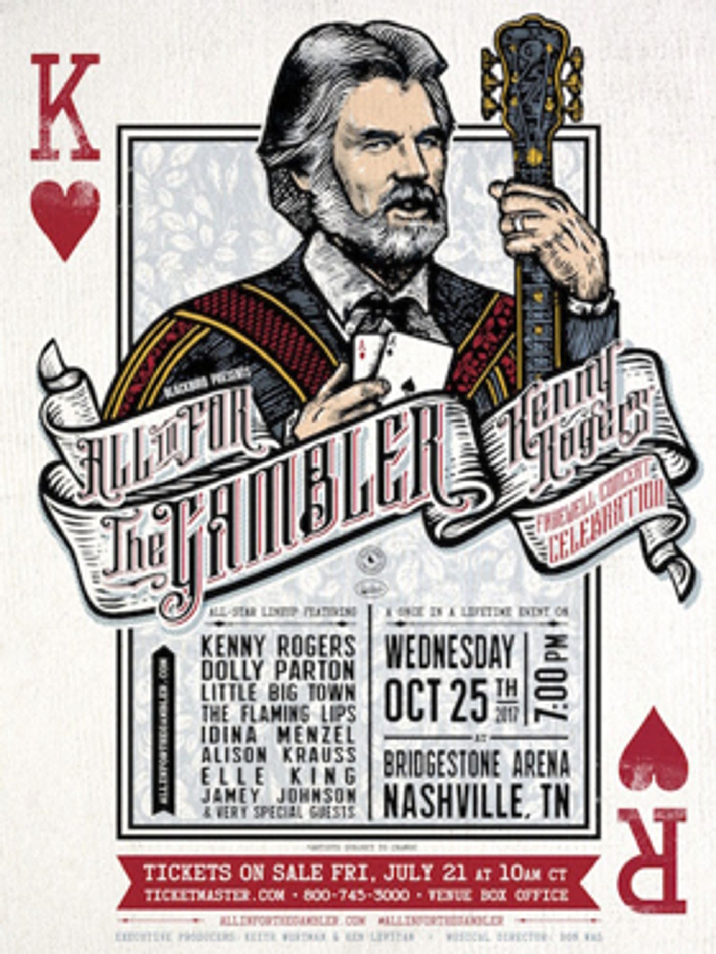 Reba McEntire, Lady Antebellum and More Sign on for 'ALL IN FOR THE GAMBLER' Kenny Rogers Concert Celebration  Image