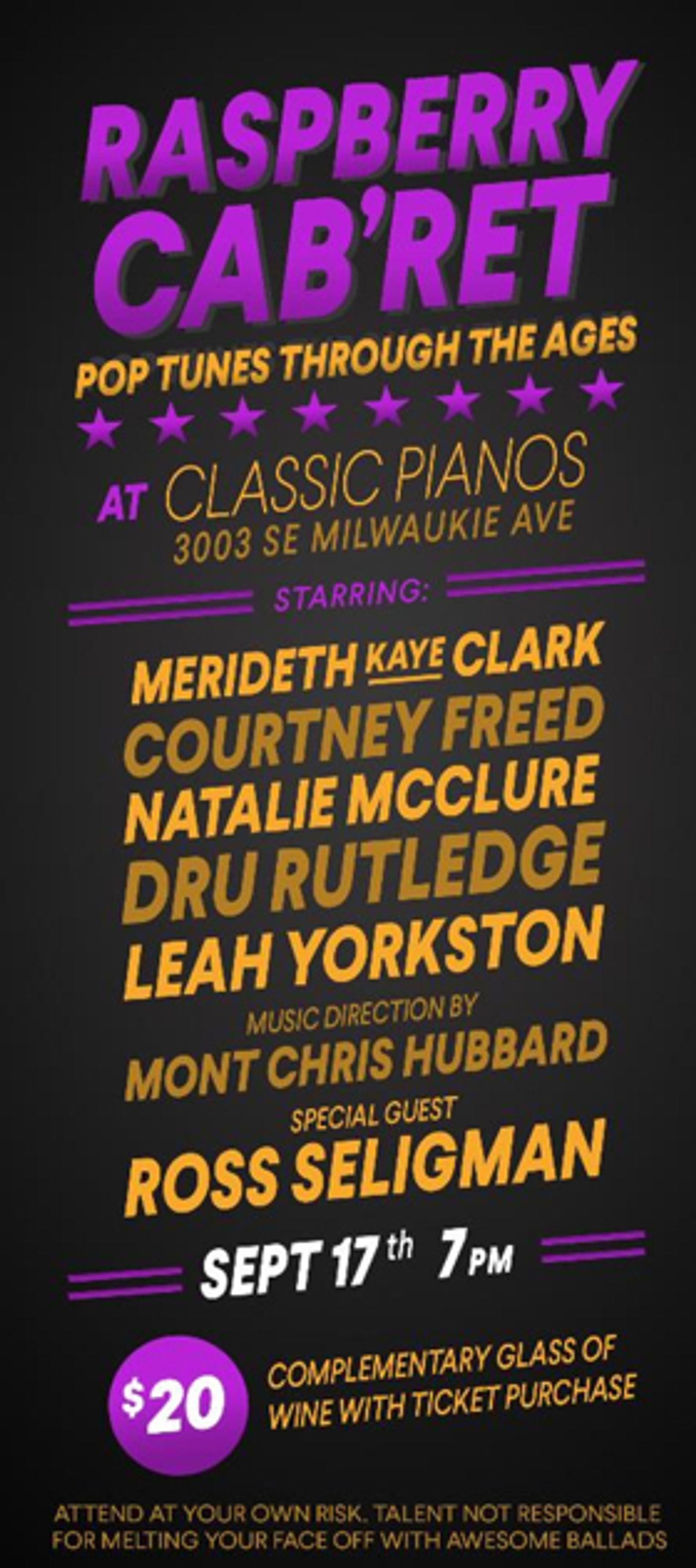 RASPBERRY CAB'RET—Pop Tunes Through the Ages in Portland this September Image