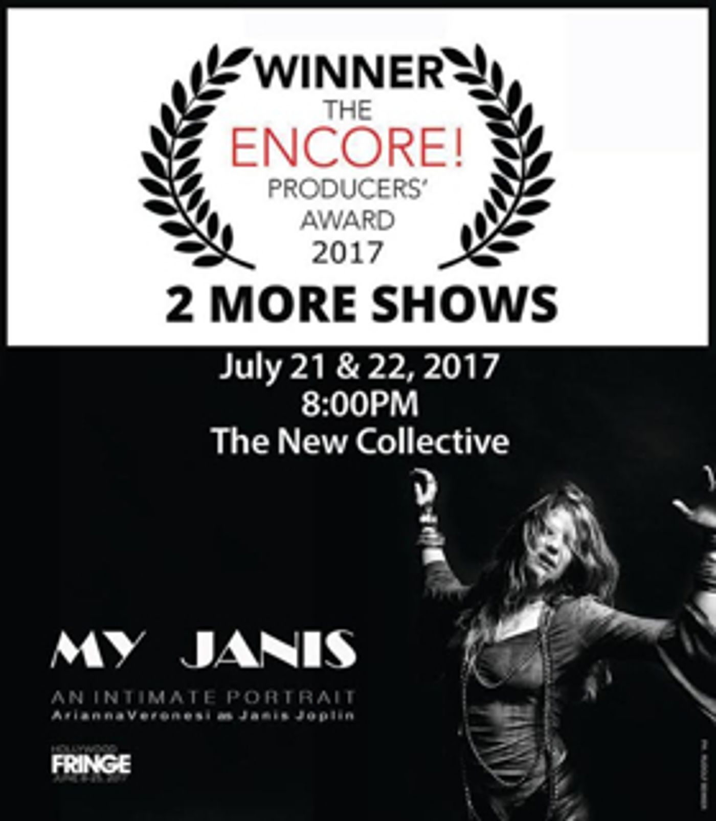Encore Award Winner MY JANIS Comes to The New Collective Theatre Image