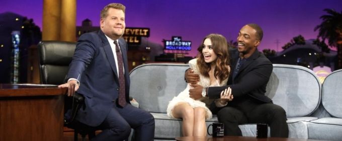 VIDEO: Lily Collins Gives Anthony Mackie & James Eyebrow Access on LATE LATE SHOW Video