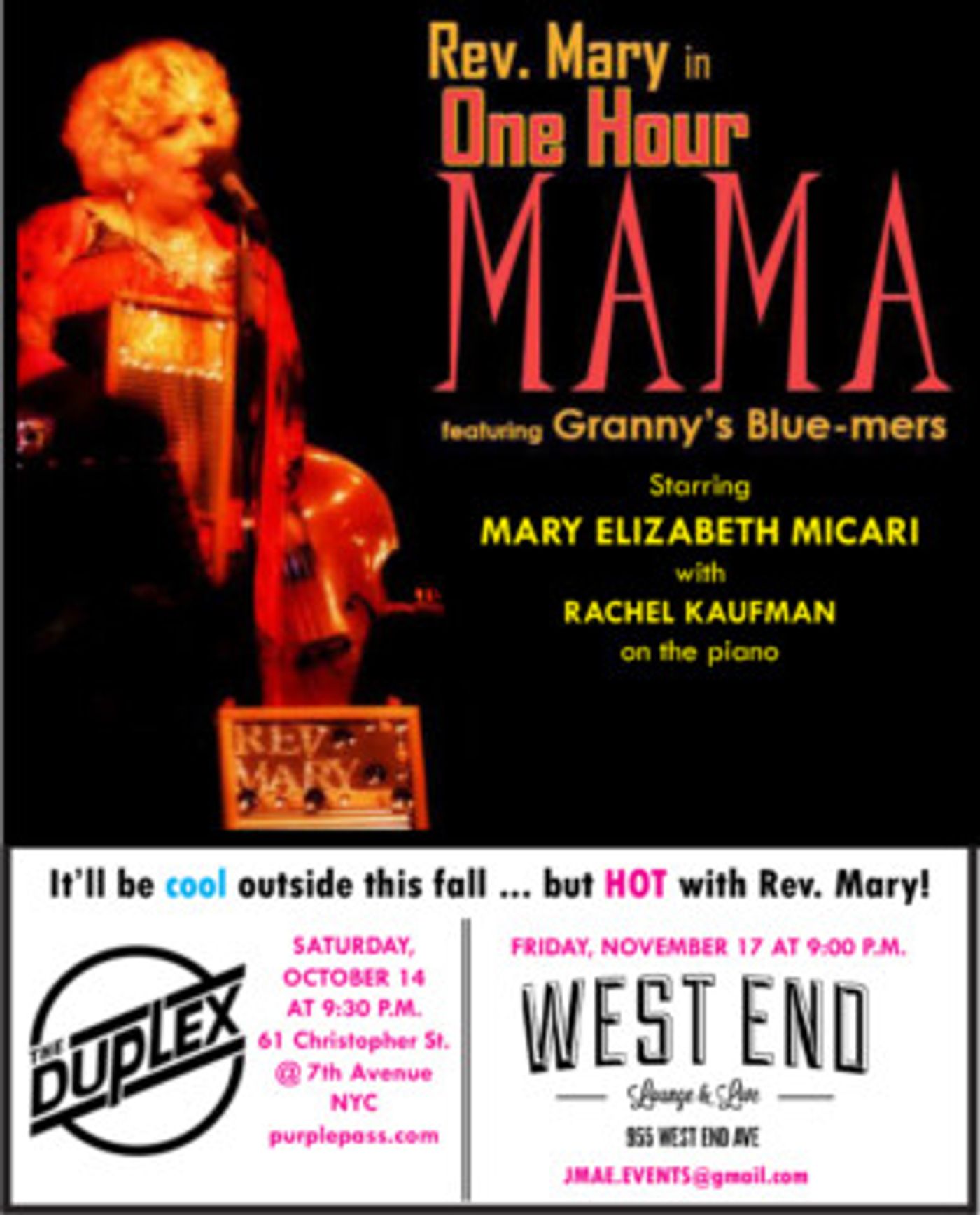 Rev. Mary And Granny's Blue-mers Return in ONE HOUR MAMA  Image