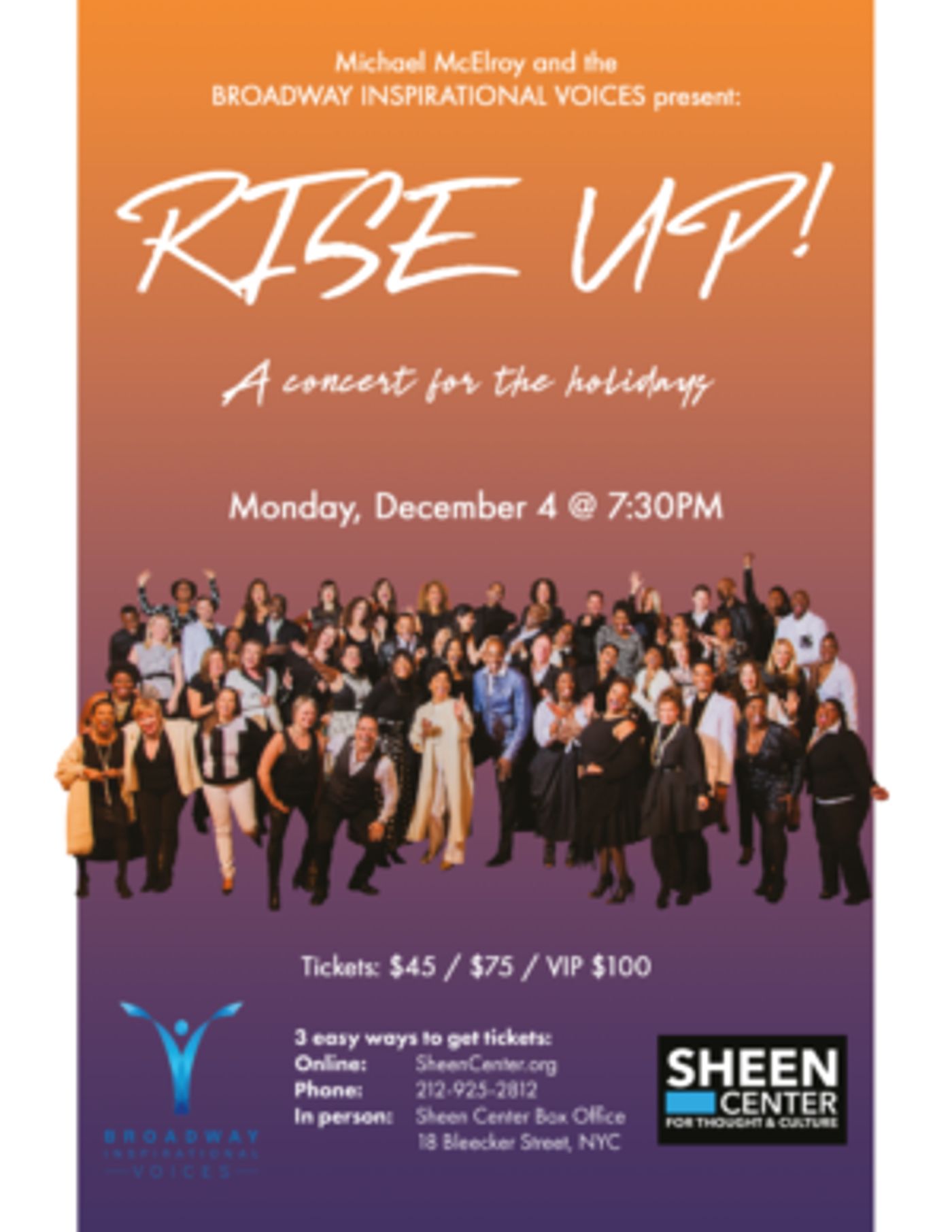 Broadway Inspirational Voices to Bring RISE UP! Holiday Concert to The Sheen Center  Image