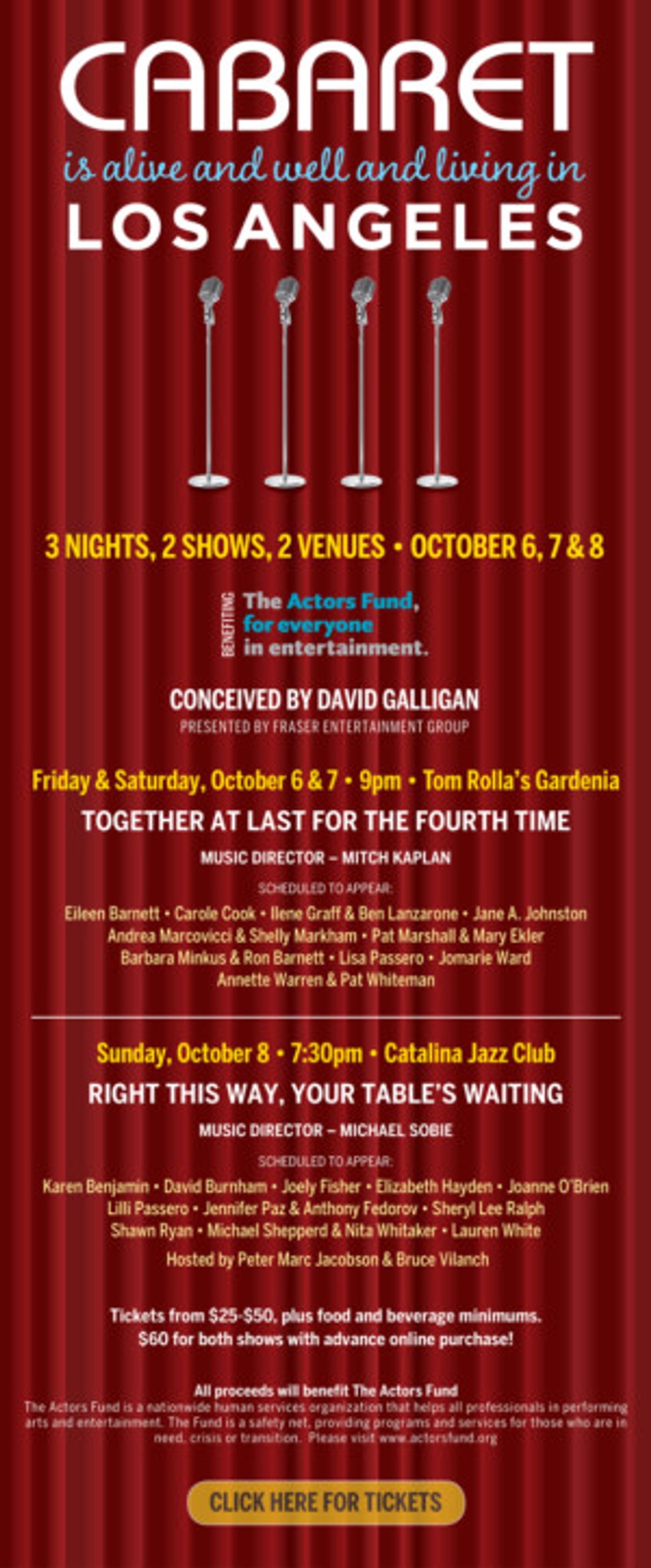 Cast Announced for CABARET IS ALIVE AND WELL AND LIVING IN LOS ANGELES Actors Fund Benefit  Image