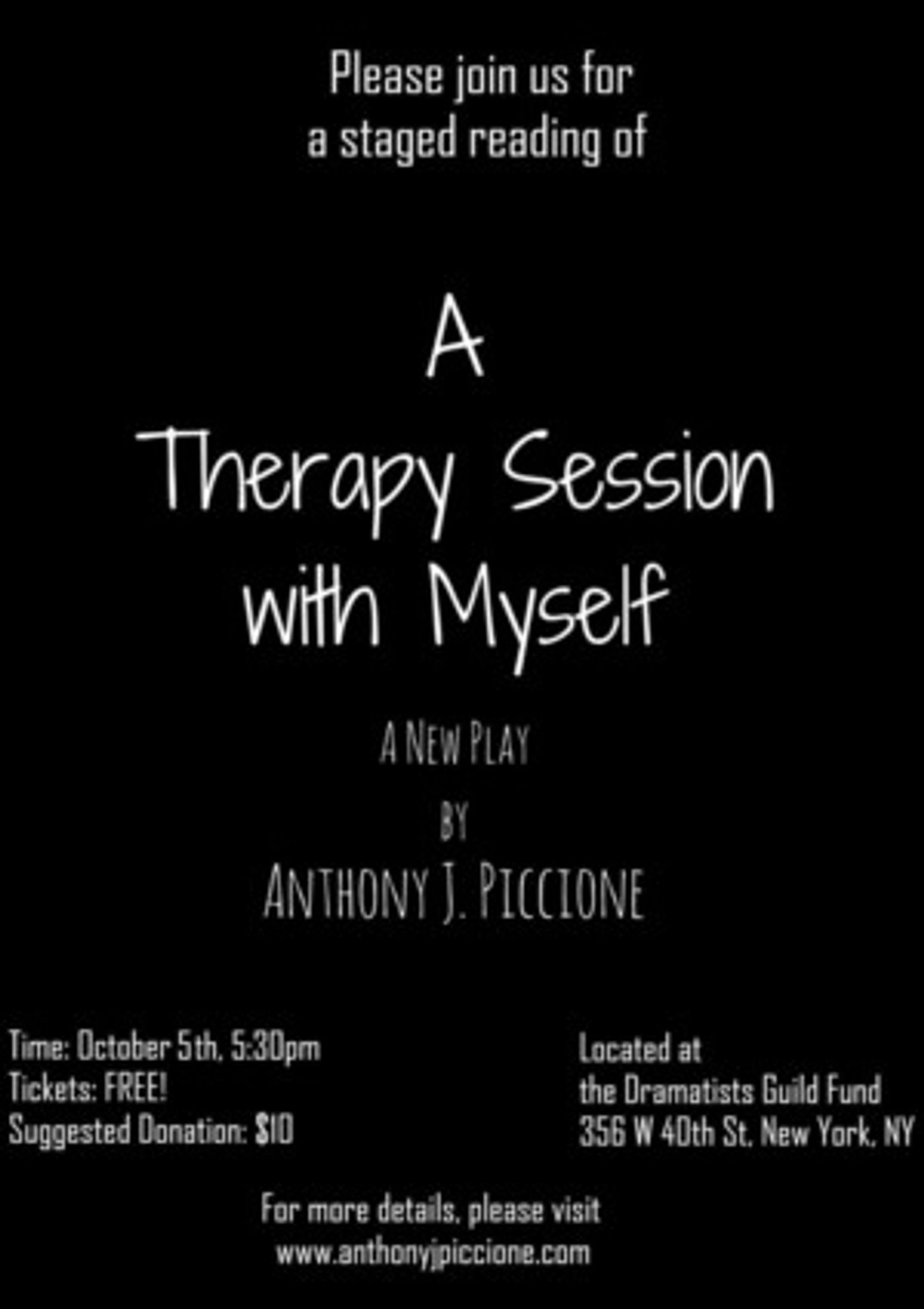 New Drama A THERAPY SESSION WITH MYSELF Gets Developmental Reading at DGF  Image