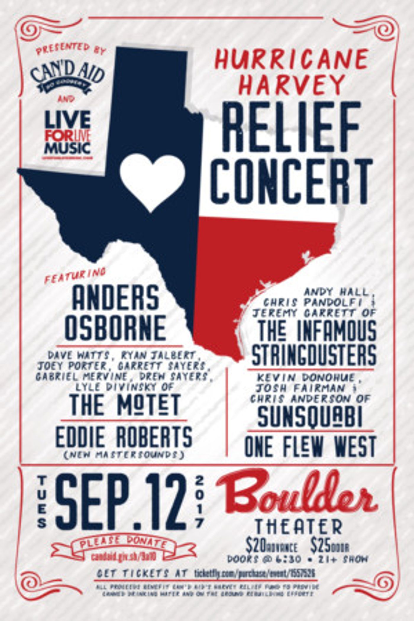 Hurricane Harvey Relief Concert to Support CAN'd Aid Coming to Boulder Theater  Image