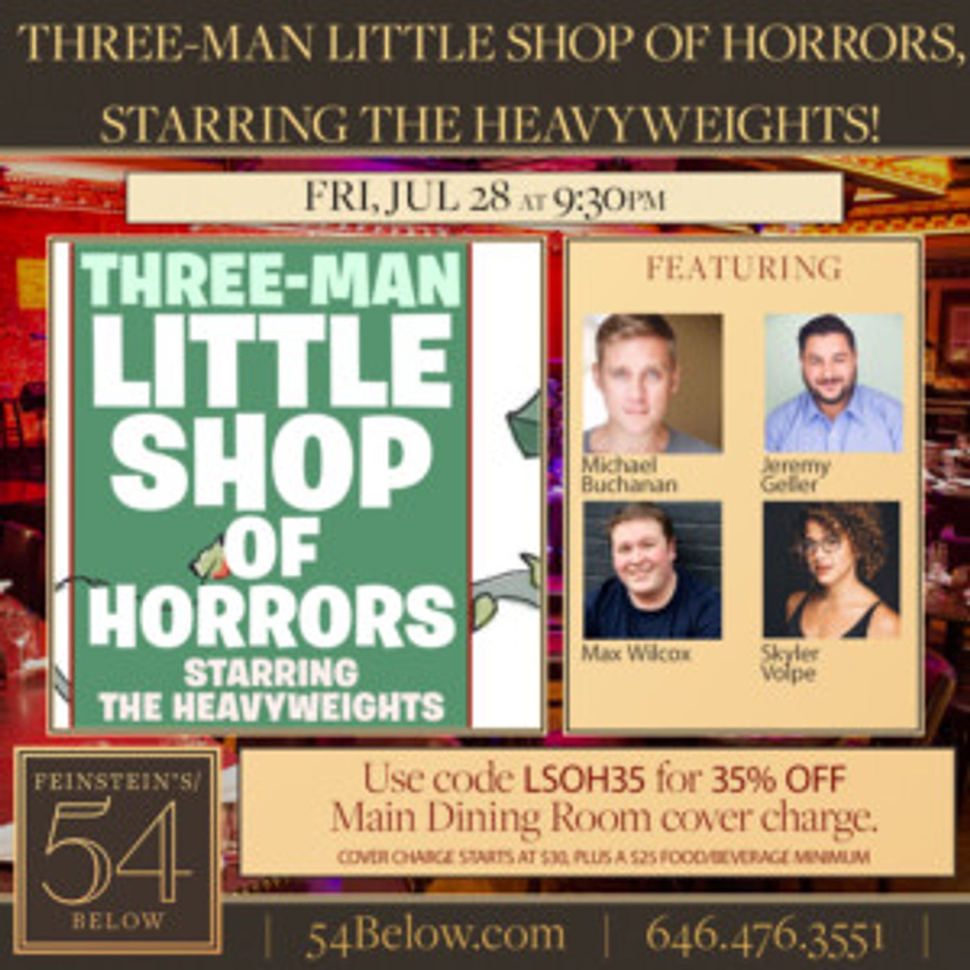 The Heavyweights to Debut THREE MAN LITTLE SHOP OF HORRORS at Feinstein's/54 Below  Image
