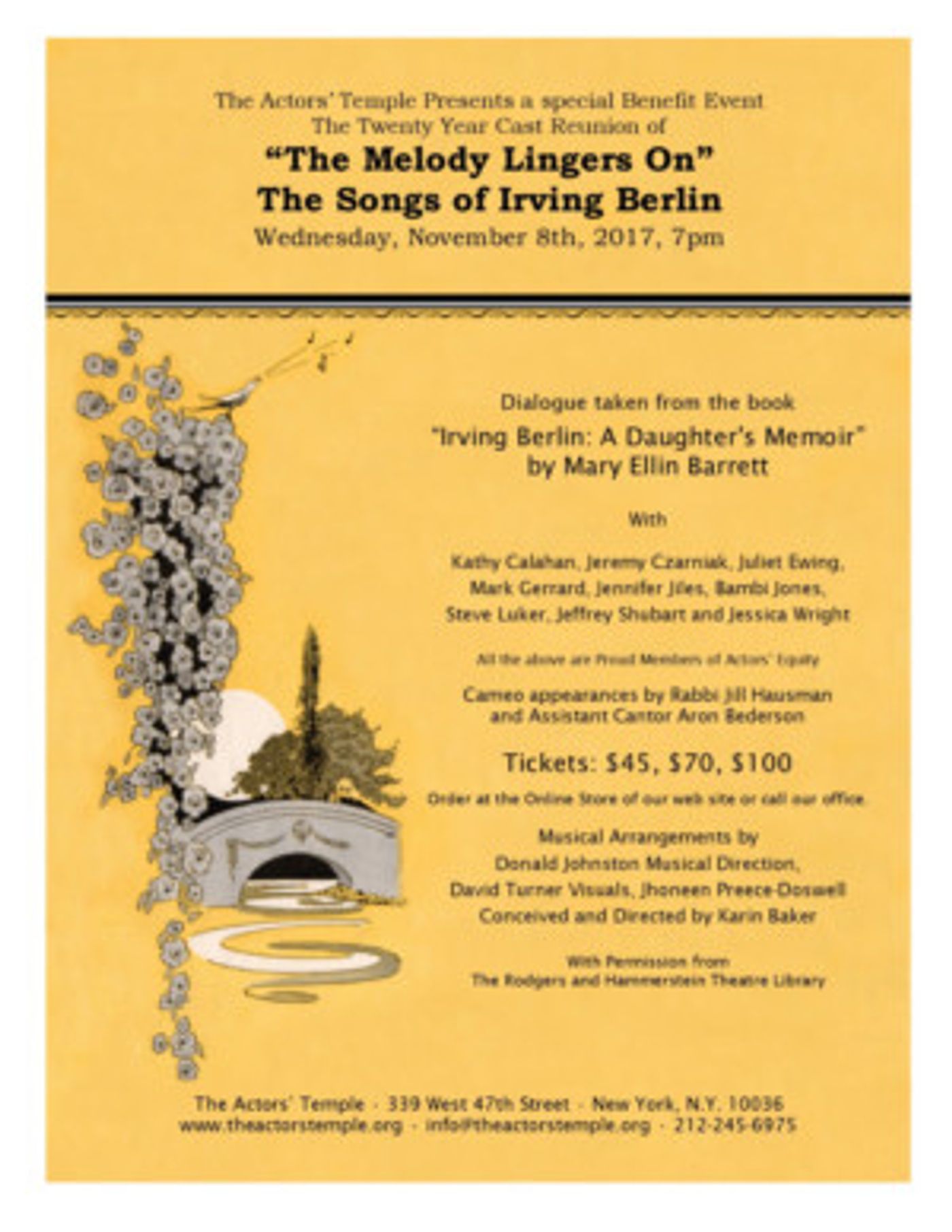 THE MELODY LINGERS ON Opens 11/8 Actors' Temple  Image
