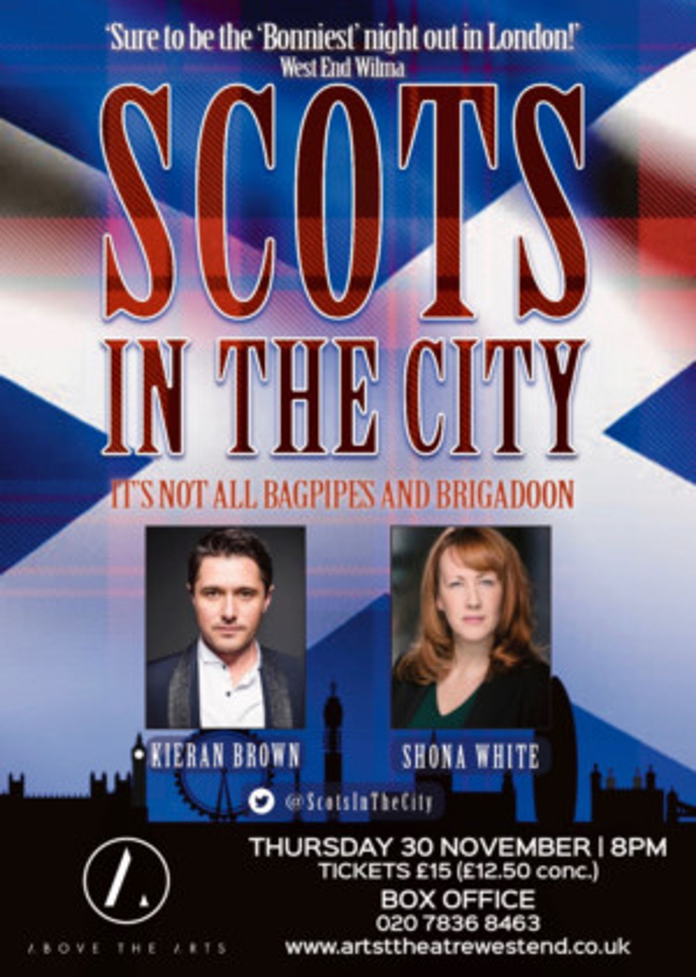 Shona White and Kieran Brown Lead SCOTS IN THE CITY Tonight at the Arts Theatre  Image