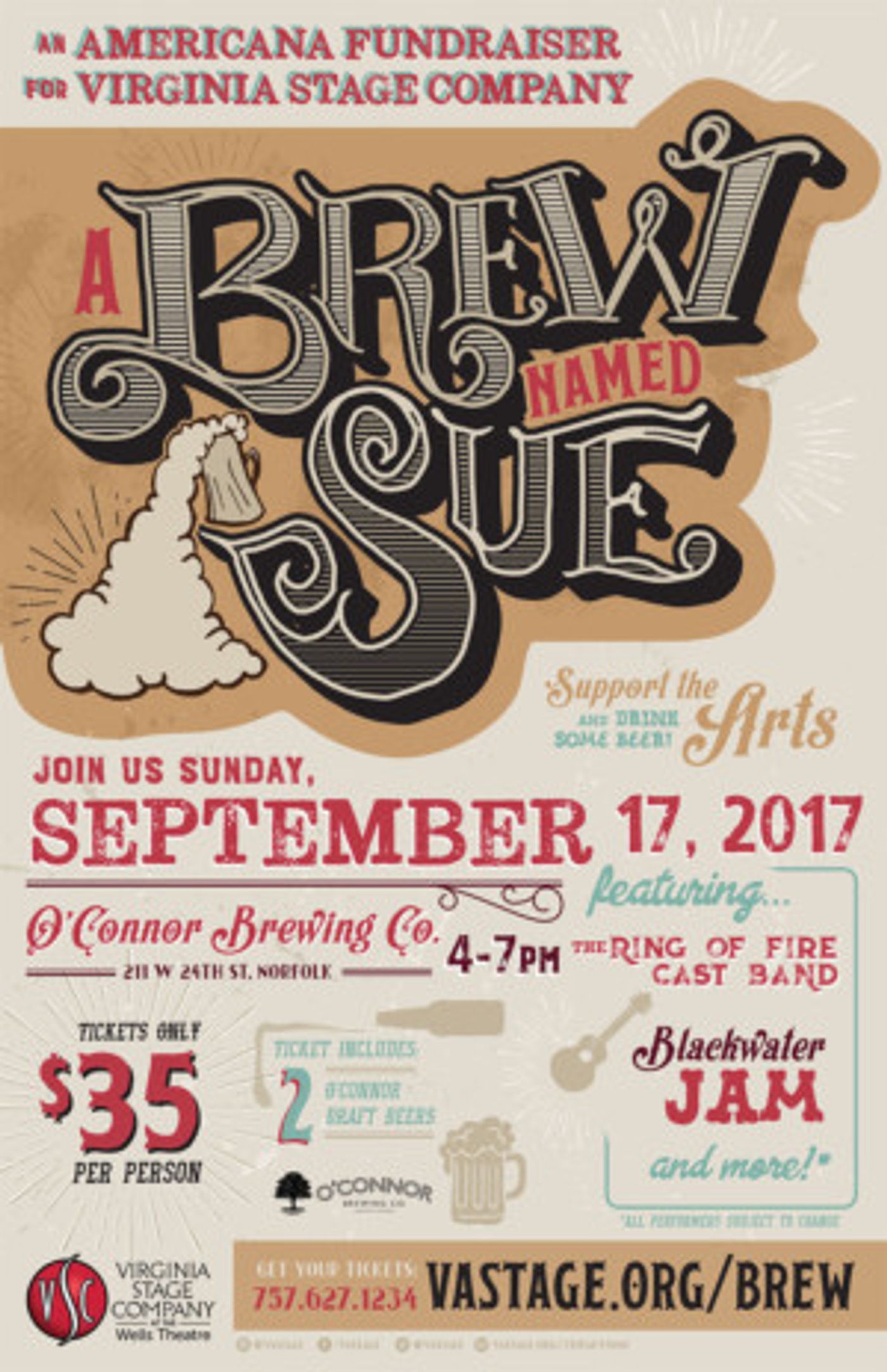 Virginia Stage and O'Connor Brewing Co. Team Up for A BREW NAMED SUE Event  Image