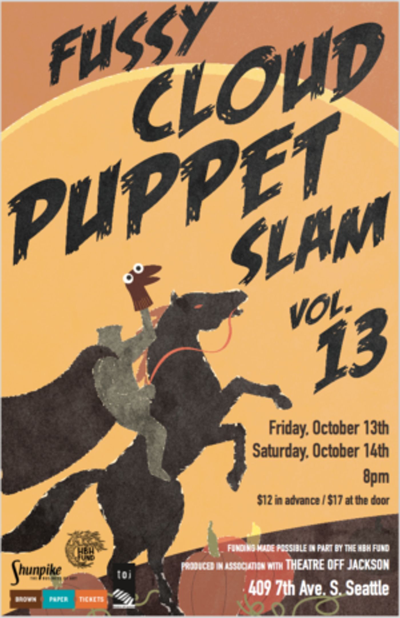 Theatre Off Jackson Presents FUSSY CLOUD PUPPET SLAM Volume 13  Image