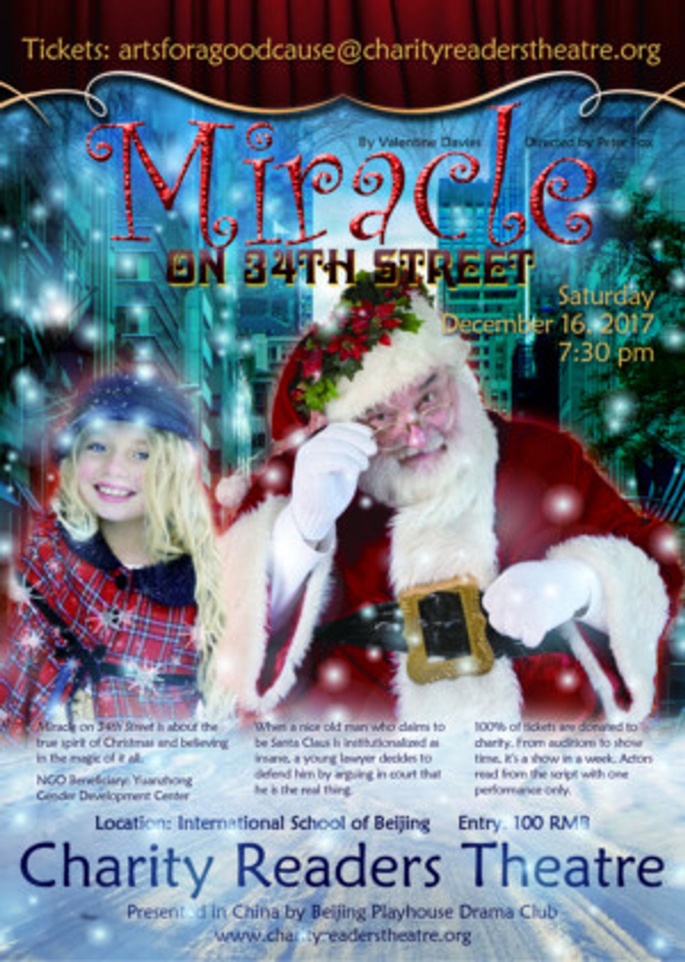 Charity Readers Theatre to Present Christmas Classic MIRACLE ON 34TH STREET at International School of Beijing  Image
