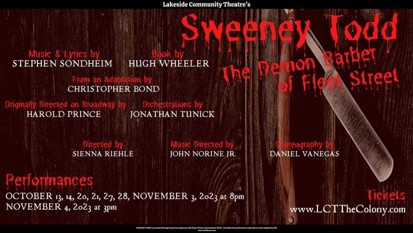 SWEENEY TODD Comes to Lakeside Community Theatre in October  Image