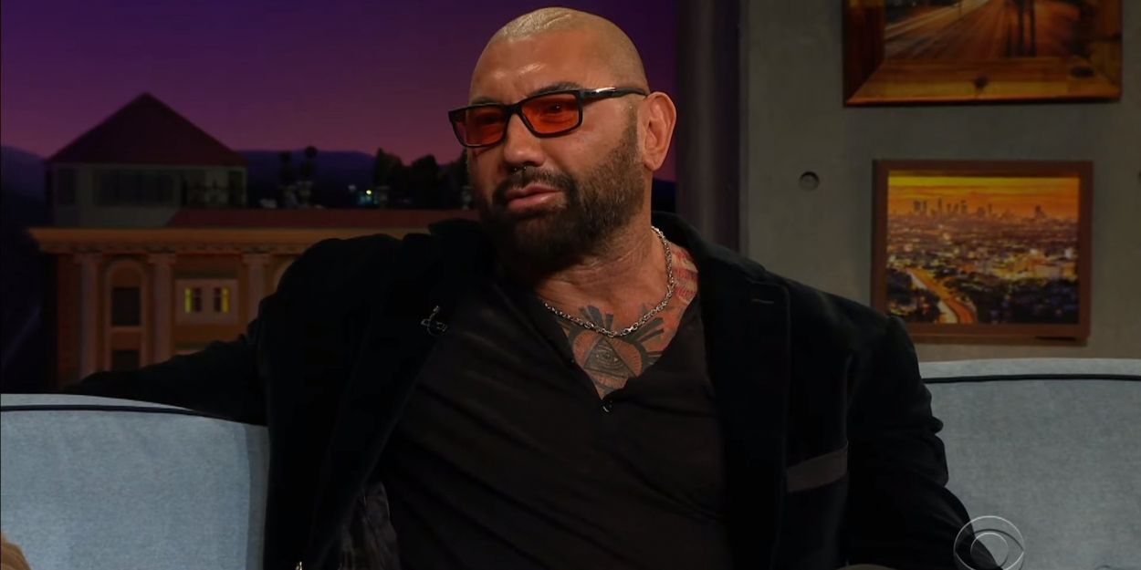VIDEO: Dave Bautista Talks About Knowing Bear Grylls on THE LATE LATE SHOW Video