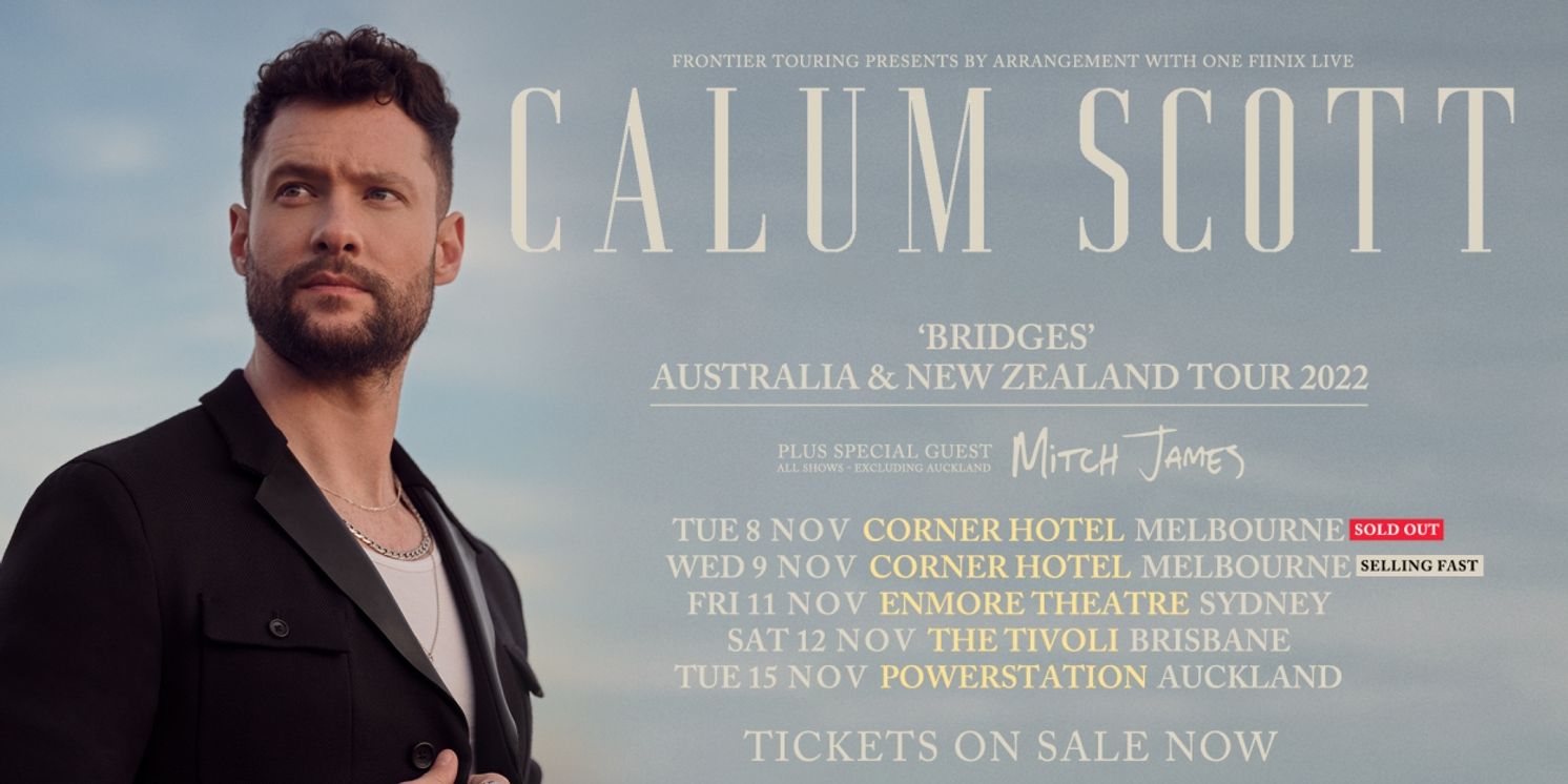 Calum Scott Announces Special Guest Mitch James on 'Bridges World Tour' 2022  Image