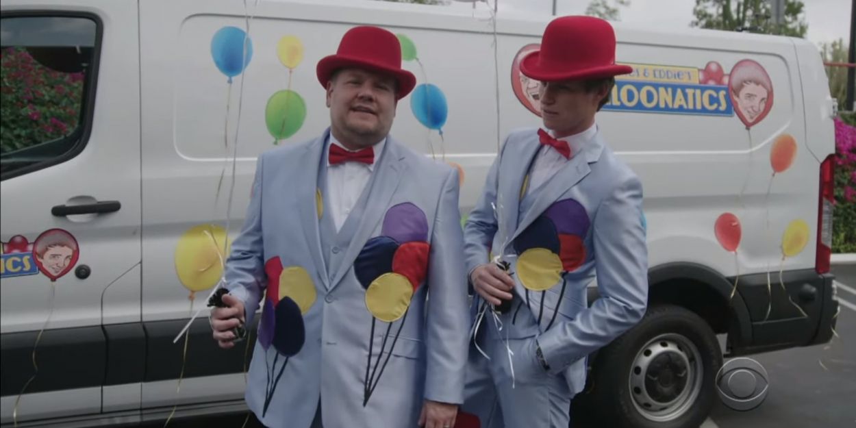 VIDEO: Watch James Corden & Eddie Redmayne Deliver Singing Telegrams Video