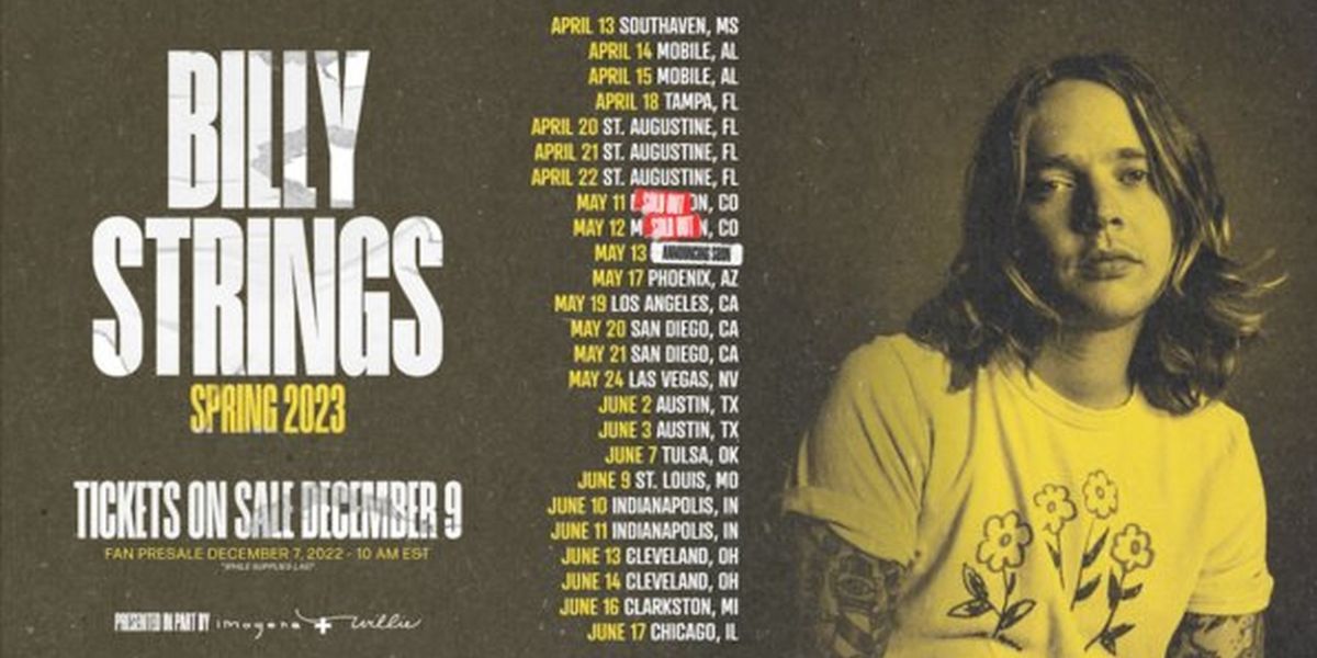 Billy Strings Confirms 2023 Spring Tour Including Eight Headline Arena Shows