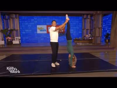 Kelly Ripa And Mark Consuelos Attempt Two-Person Handstand Challenge