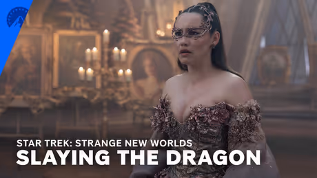 STRANGE NEW WORLDS Clip: A Dragon Attacks the Enterprise Mid-Fantasy Charade Photo