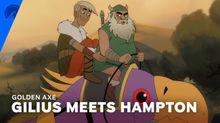 GOLDEN AXE First Look: Matthew Rhys and Danny Pudi Meet as Hero and Overeager Squire