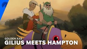 GOLDEN AXE First Look: Matthew Rhys and Danny Pudi Meet as Hero and Overeager Squire
