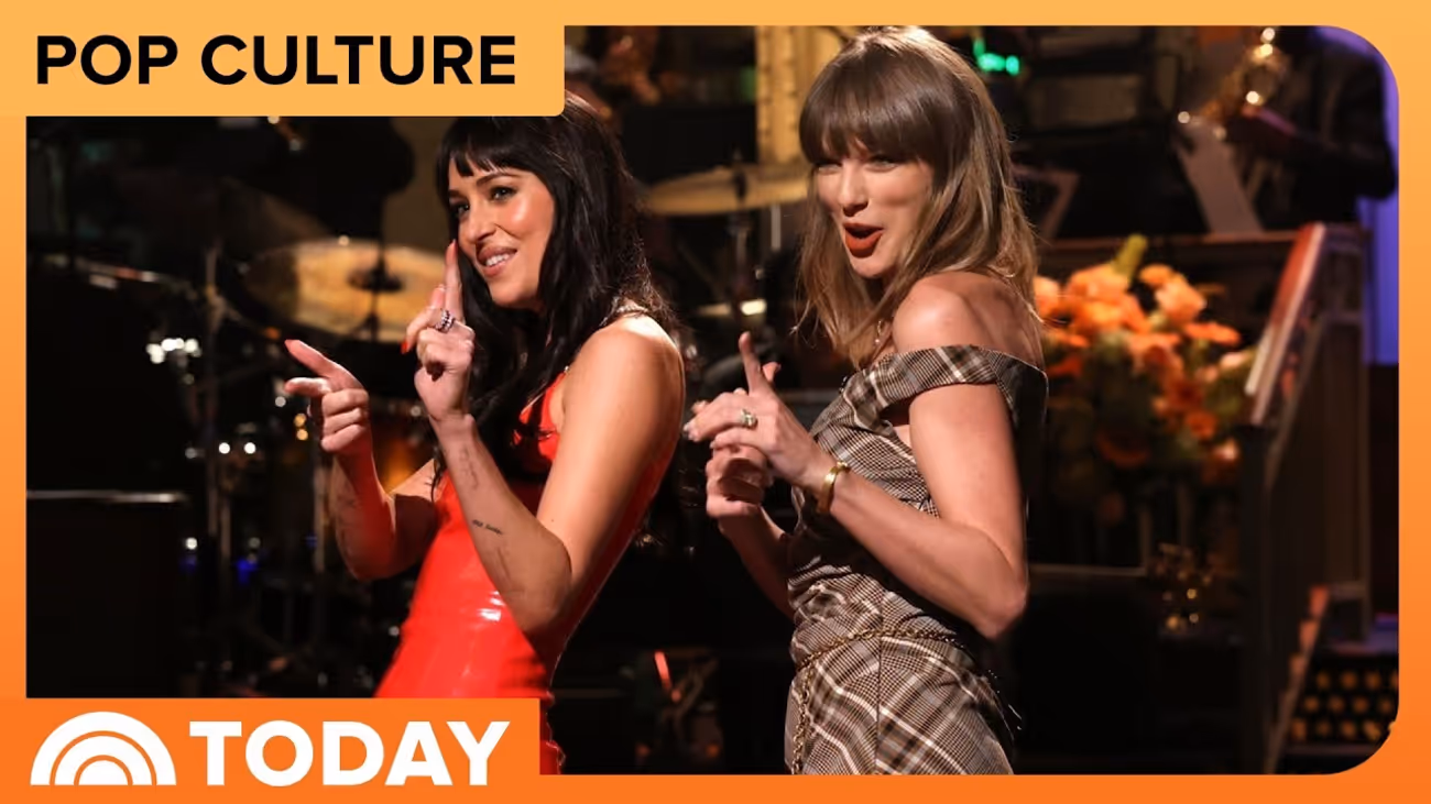 Taylor Swift Surprises Dakota Johnson During SNL Monologue Video