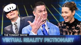 John Cena and Jessica Biel Face Off in Virtual Reality Pictionary