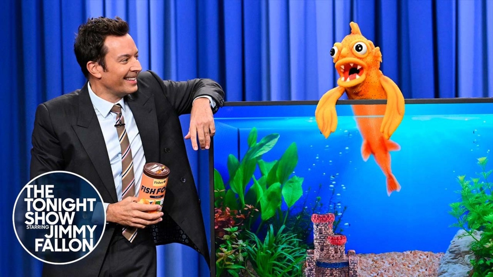 Jimmy Fallon Feeds and Chats With Tonight Show's Pet Fish