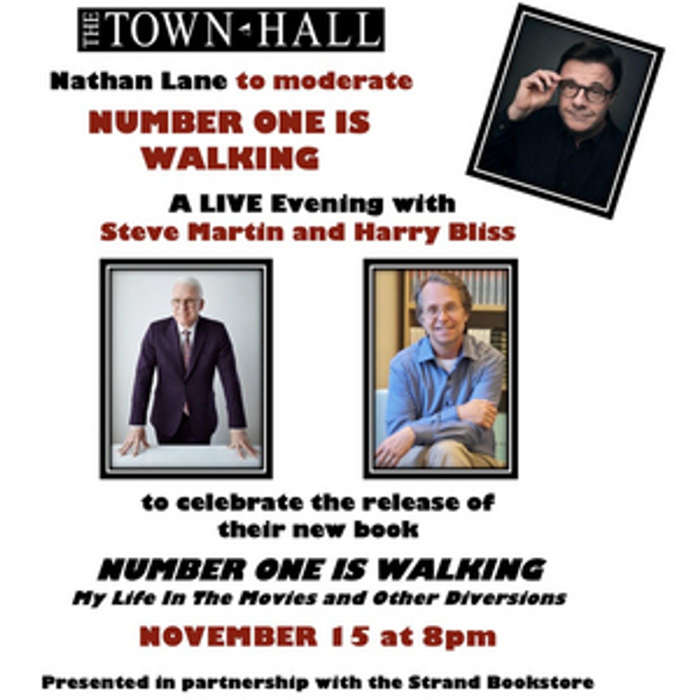 Nathan Lane to Moderate Live Evening With Steve Martin and Harry Bliss at The Town Hall  Image