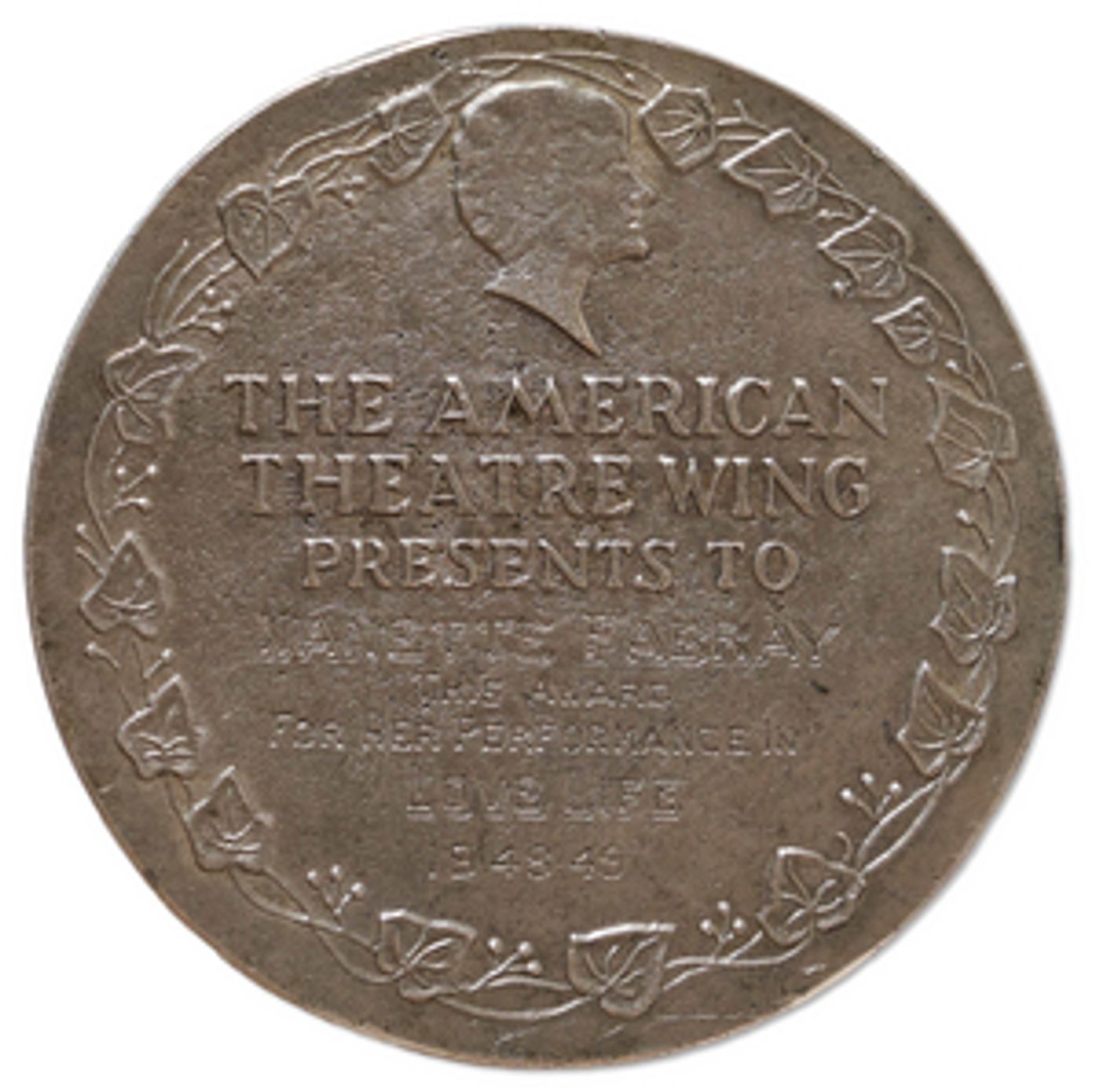 1949 Tony Award Awarded to Nanette Fabray For LOVE LIFE Auctioned For $8,319  Image