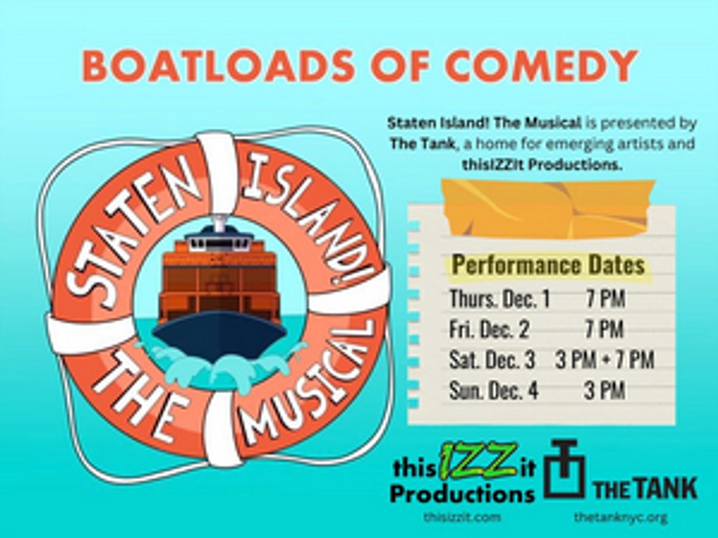 STATEN ISLAND! THE MUSICAL Comes to The Tank Next Month  Image