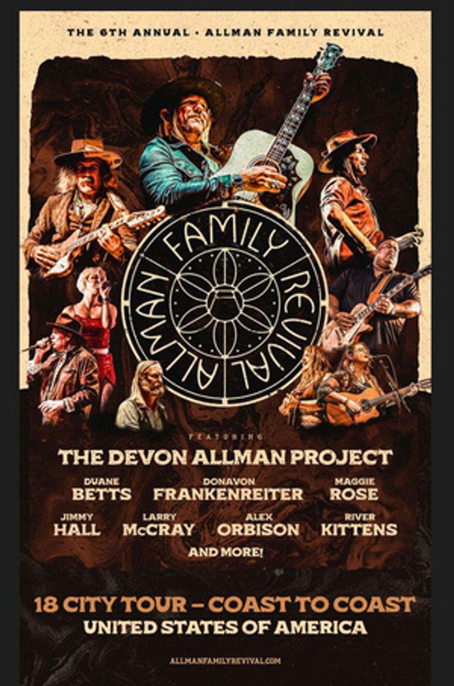 Sixth Annual ALLMAN FAMILY REVIVAL TOUR, Celebrating Life & Music Of Gregg Allman, Kicks Off At Macon City Auditorium Image
