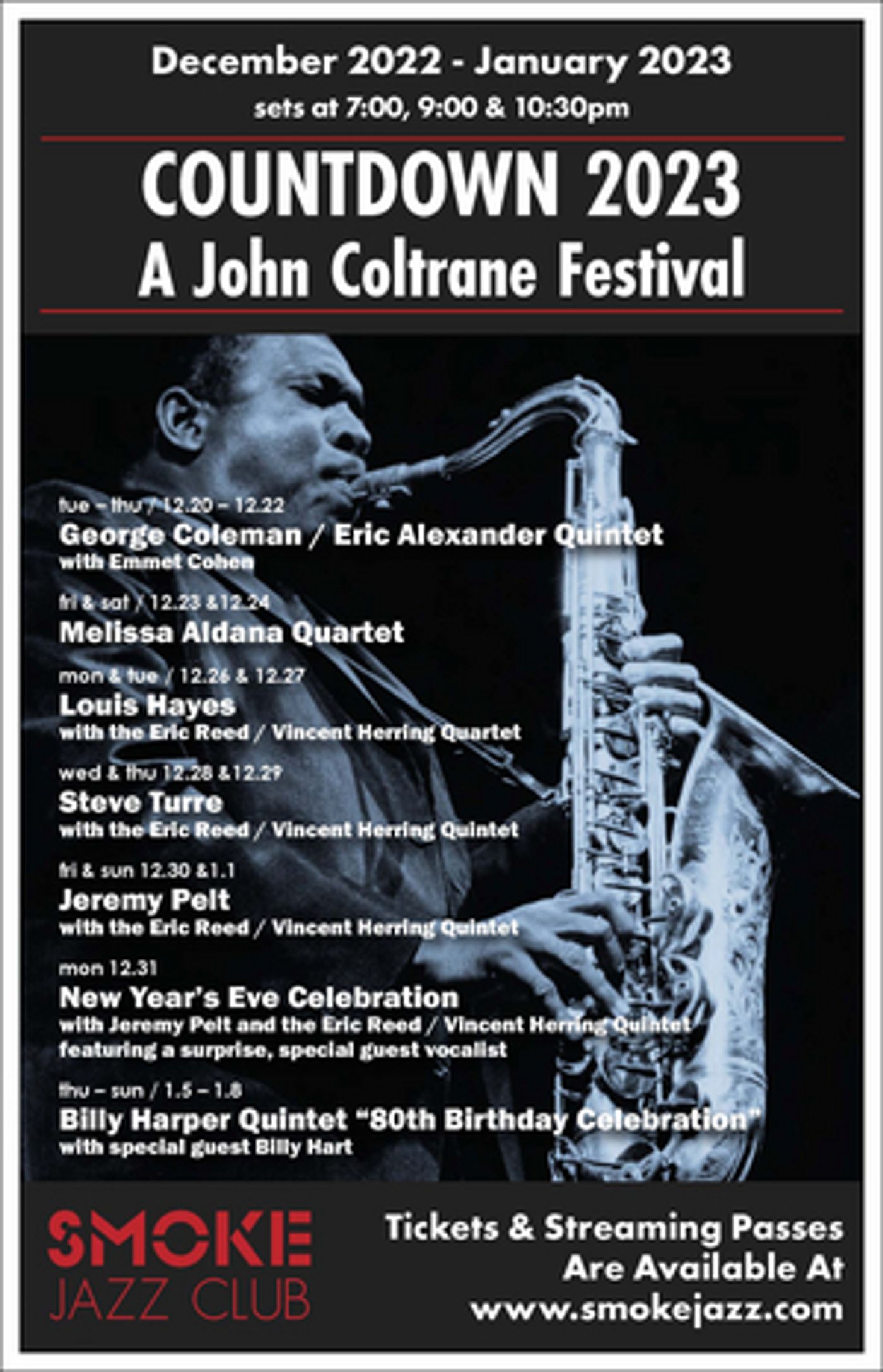10th Annual Coltrane Festival Comes to Smoke Jazz Club  Image