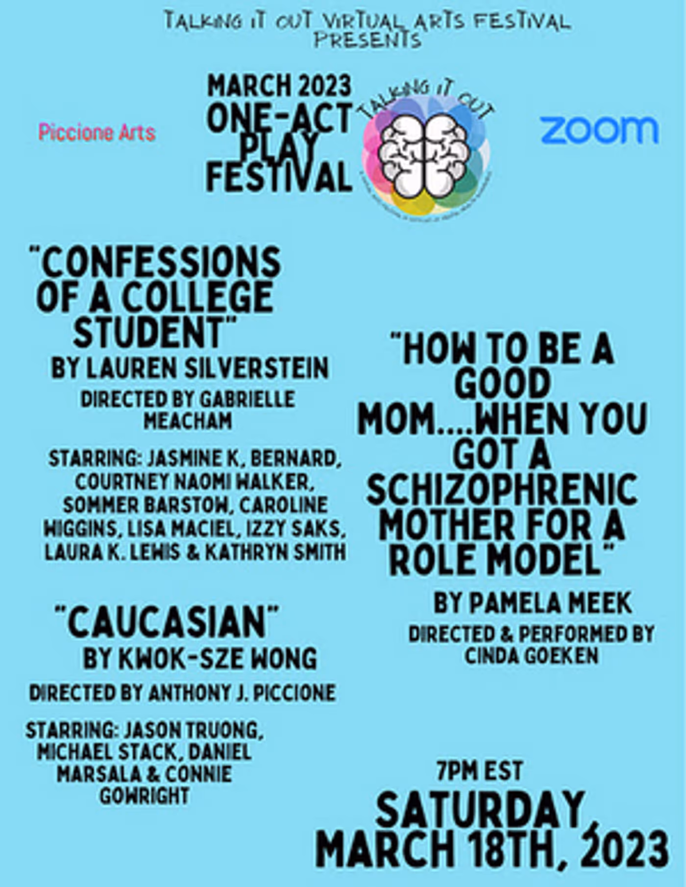 Talking It Out Virtual Arts Festival To Present One-Act Festival  Image