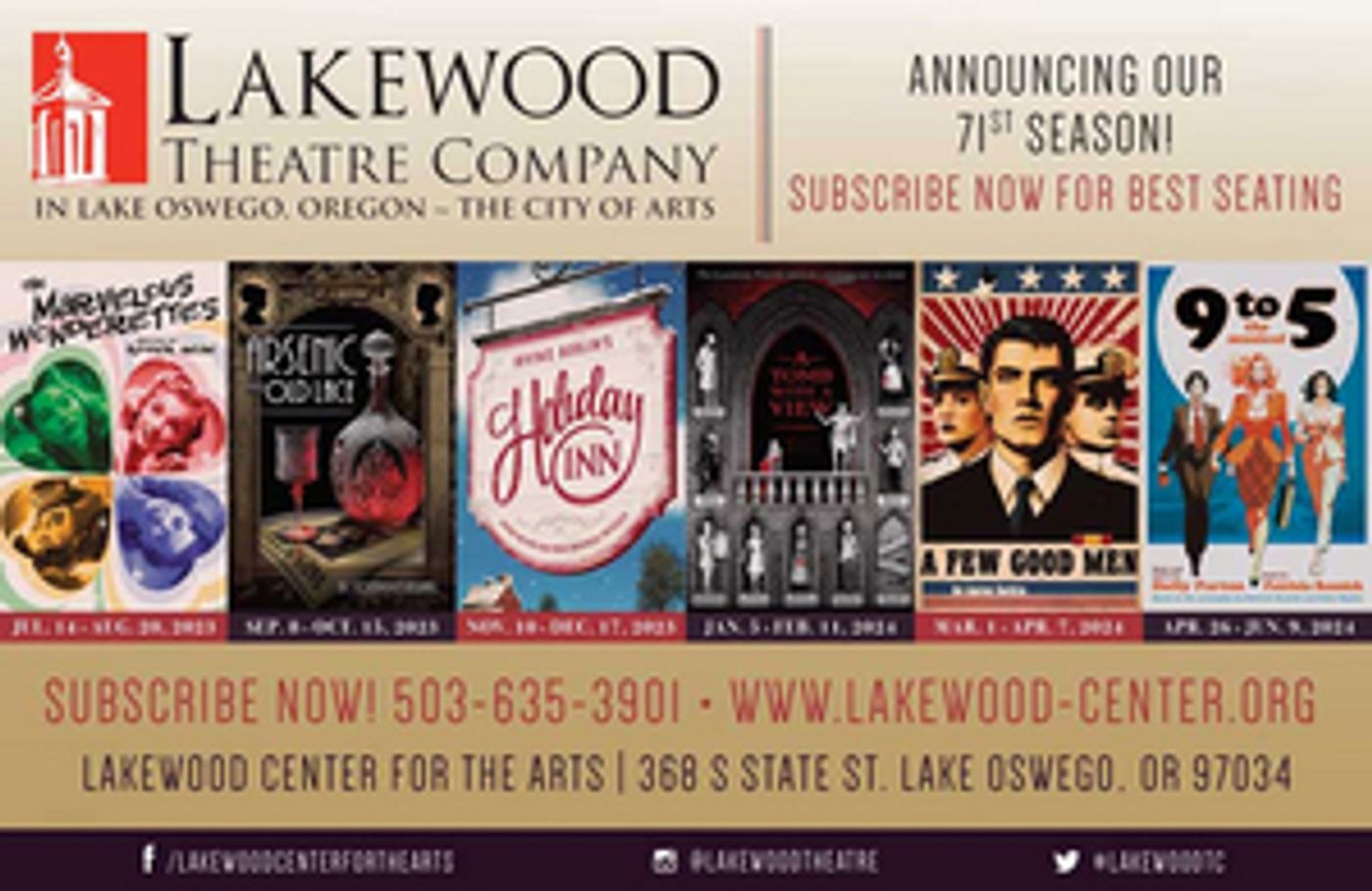Lakewood Theatre Company Announces 2023-24 Season of Plays  Image